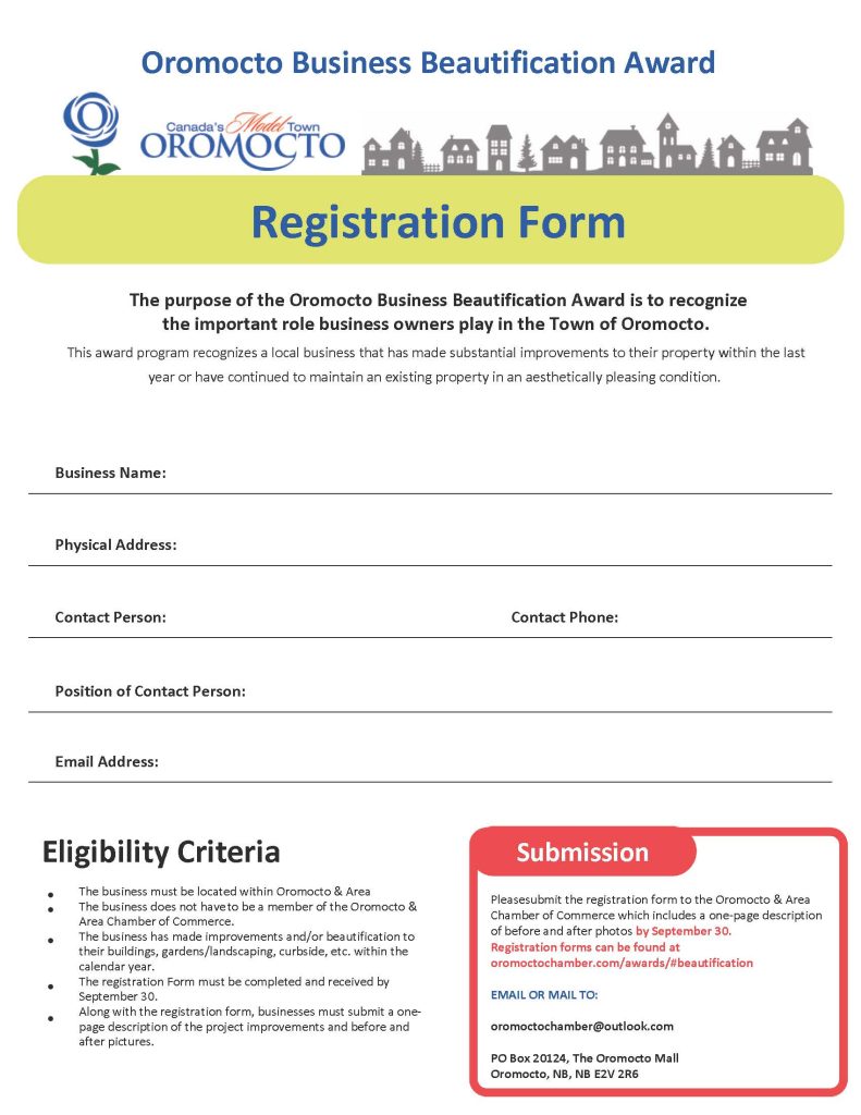 Town of Oromocto Beautification Award